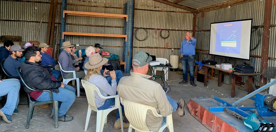 Jim Shovelton, Meridian Agriculture presenting to landholders on soil test interpretation.